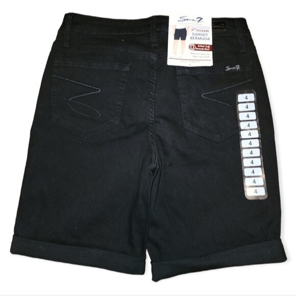 Seven7 Black Super Soft Stretch Rolled Cuff Sunset Bermuda Shorts Size 4 - Picture 3 of 11